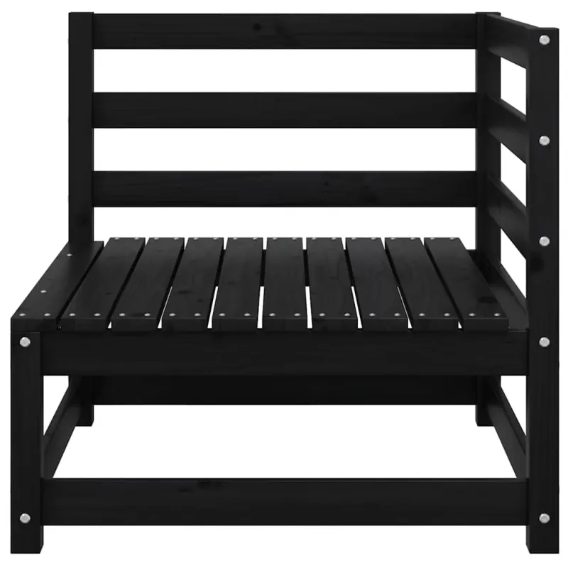 Dvivietė sodo sofa su pagalvėlėmis, juoda, pušies masyvas