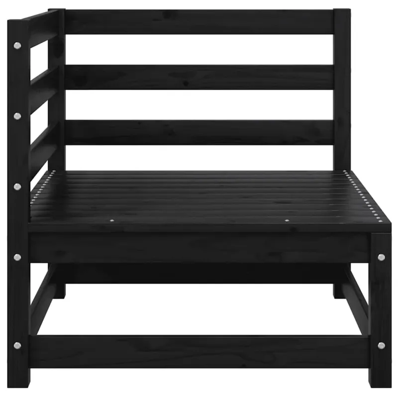 Dvivietė sodo sofa su pagalvėlėmis, juoda, pušies masyvas