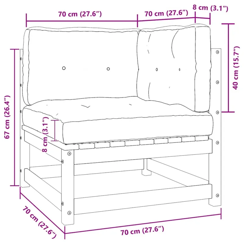 Dvivietė sodo sofa su pagalvėlėmis, juoda, pušies masyvas