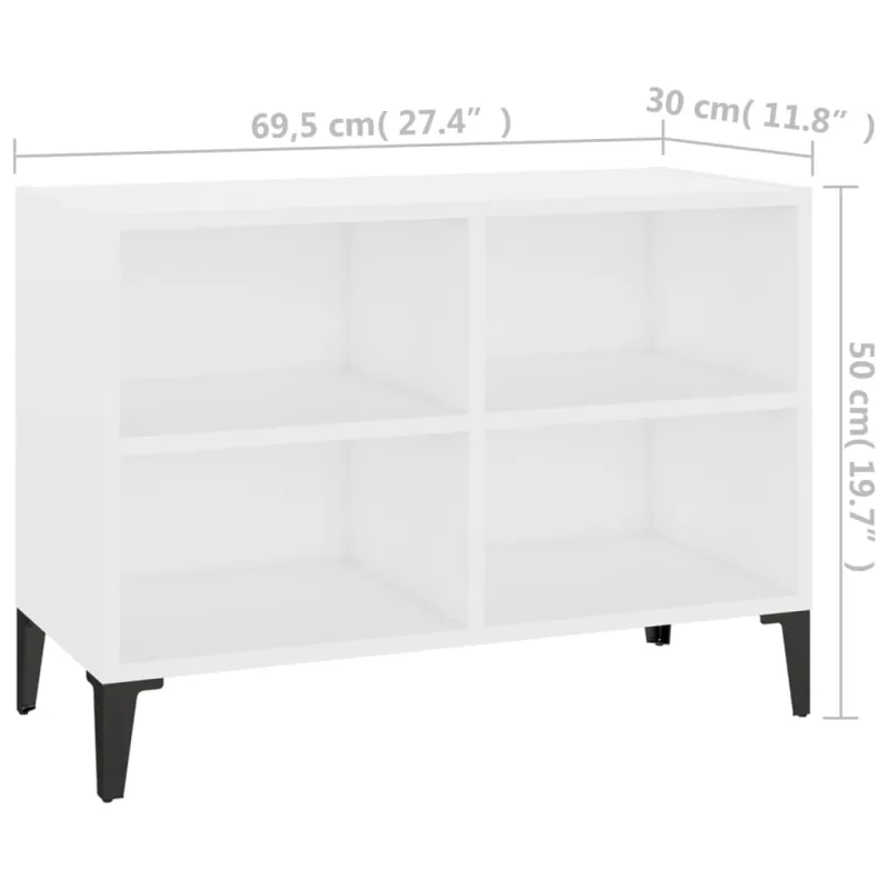 TV spintelė su metalinėmis kojelėmis, balta, 69,5x30x50cm