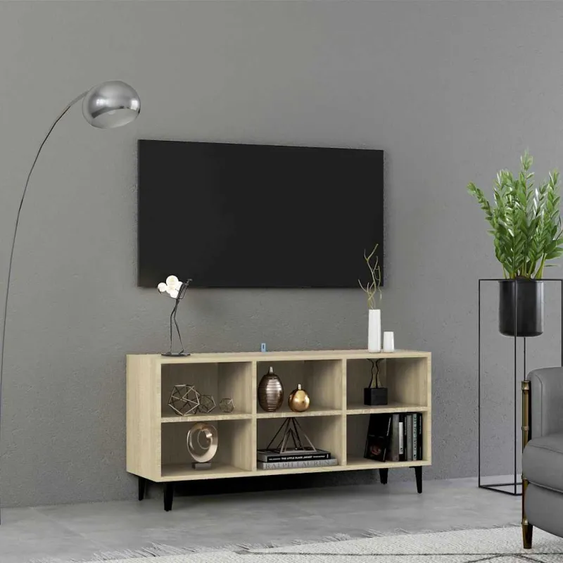 TV spintelė su metalinėmis kojelėmis, ąžuolo, 103,5x30x50cm