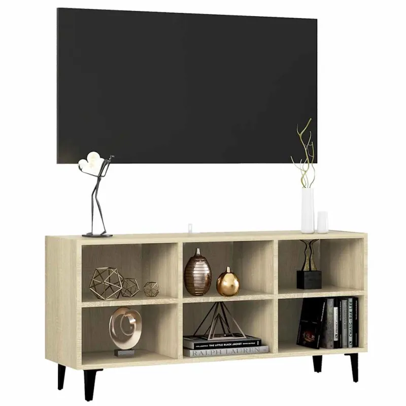 TV spintelė su metalinėmis kojelėmis, ąžuolo, 103,5x30x50cm