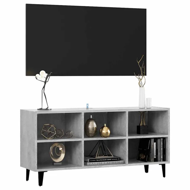 TV spintelė su metalinėmis kojelėmis, pilka, 103,5x30x50cm