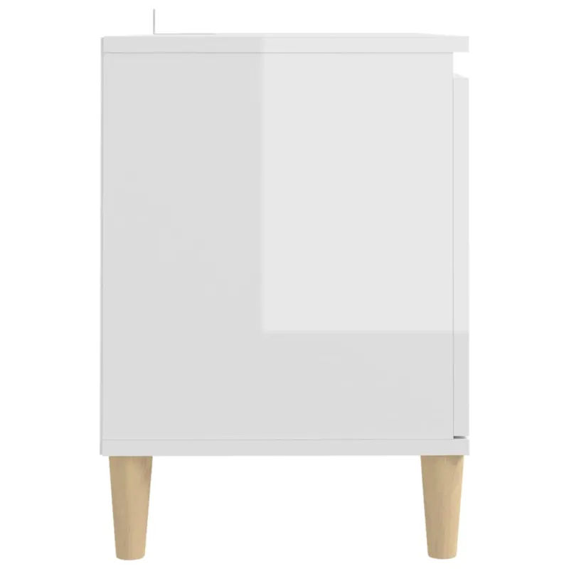TV spintelė su medinėmis kojelėmis, balta, 103,5x35x50cm