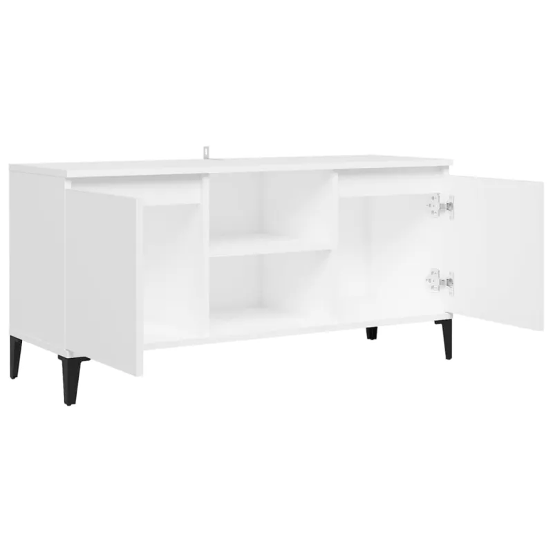 TV spintelė su metalinėmis kojelėmis, balta, 103,5x35x50cm