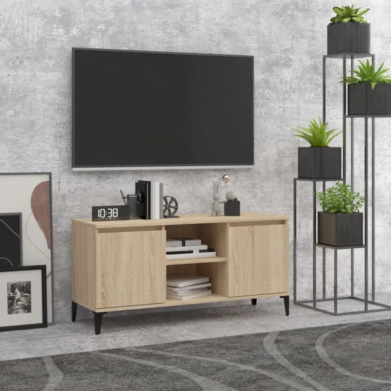 TV spintelė su metalinėmis kojelėmis, ąžuolo, 103,5x35x50cm