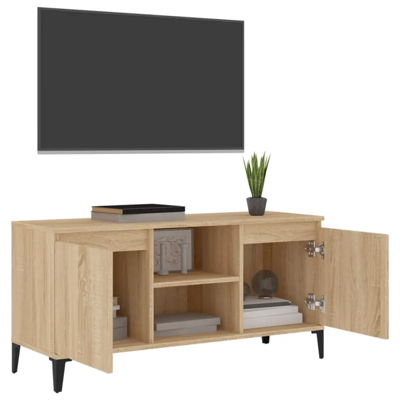 TV spintelė su metalinėmis kojelėmis, ąžuolo, 103,5x35x50cm