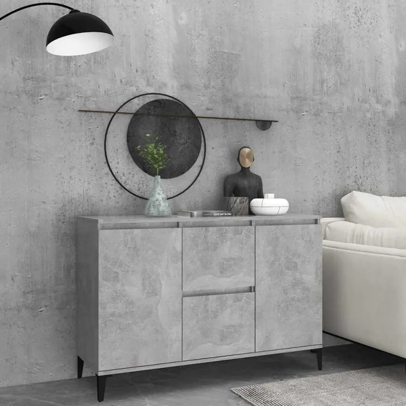 Šoninė spintelė, betono pilka, 102x35x70cm, apdirbta mediena