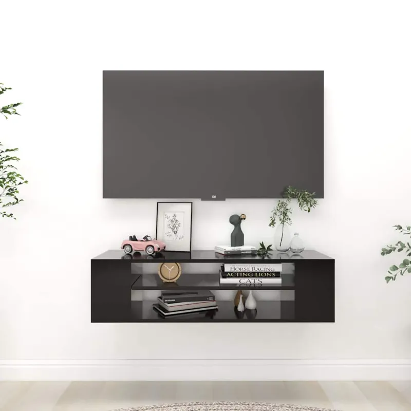 Pakabinama TV spintelė, juoda, 100x30x26,5cm, mediena