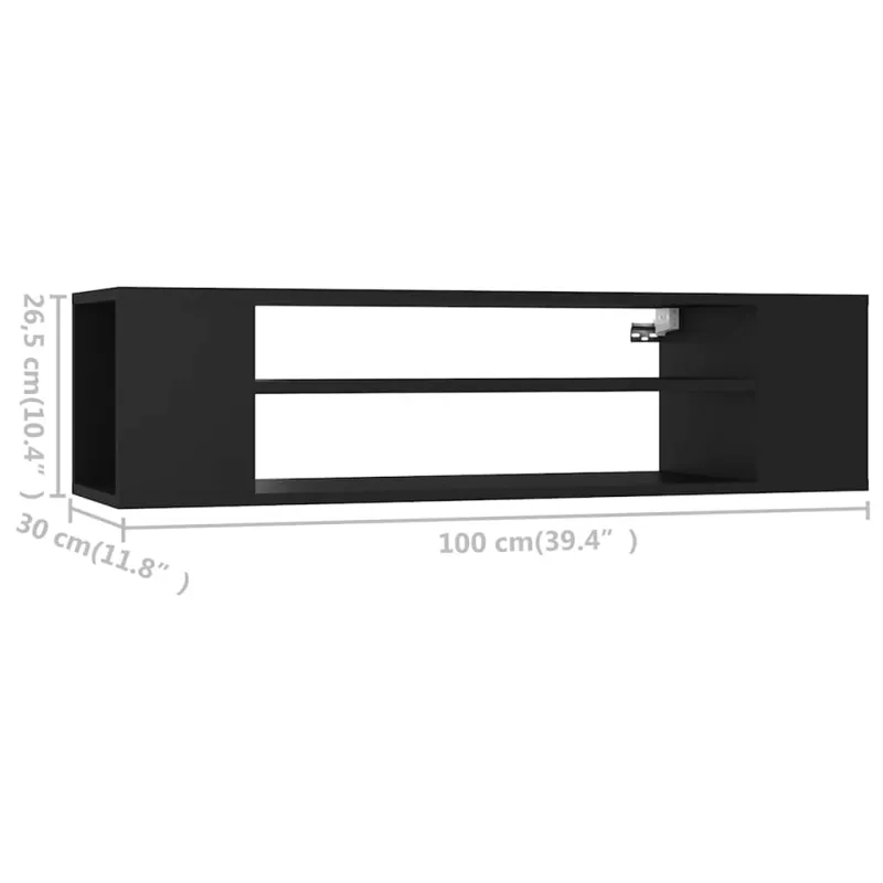 Pakabinama TV spintelė, juoda, 100x30x26,5cm, mediena