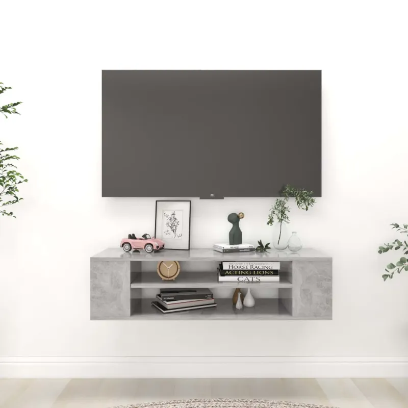Pakabinama TV spintelė, betono pilka, 100x30x26,5cm, mediena