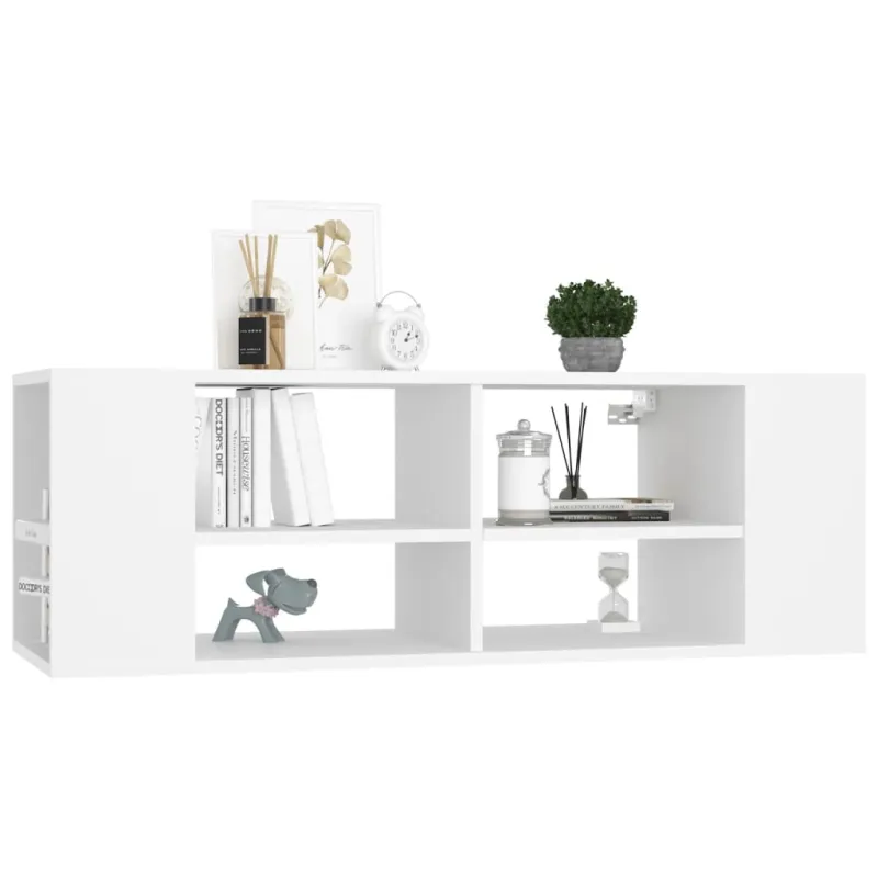 Sieninė TV spintelė, balta, 102x35x35cm, apdirbta mediena
