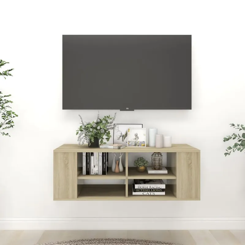 Sieninė TV spintelė, ąžuolo, 102x35x35cm, apdirbta mediena