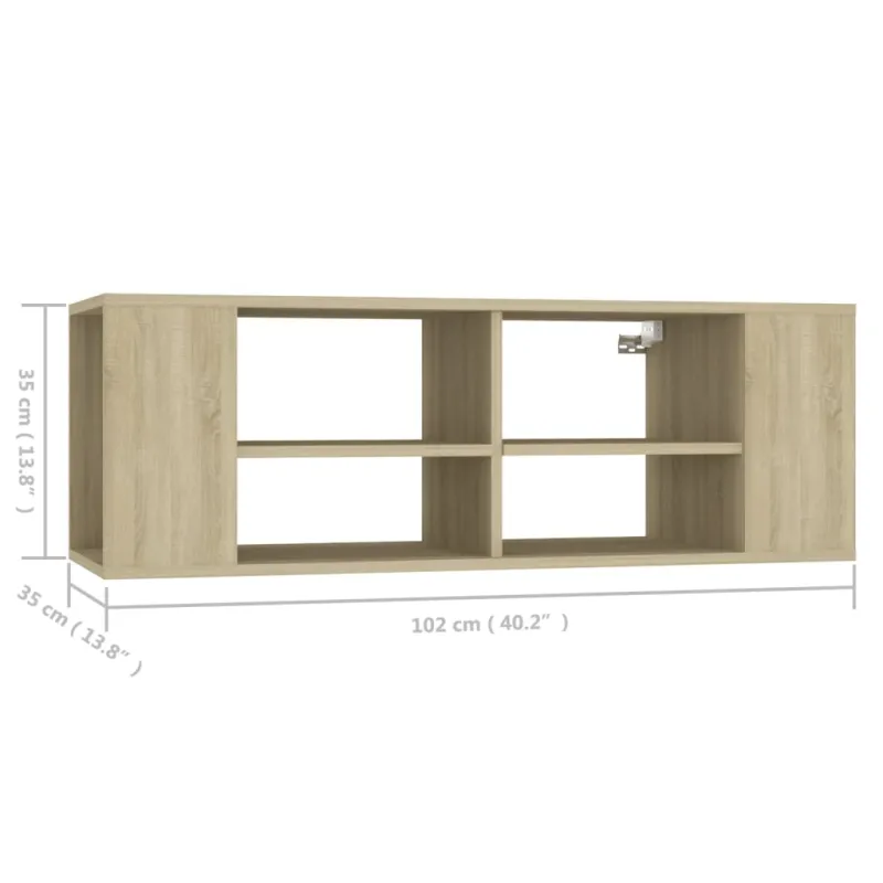 Sieninė TV spintelė, ąžuolo, 102x35x35cm, apdirbta mediena