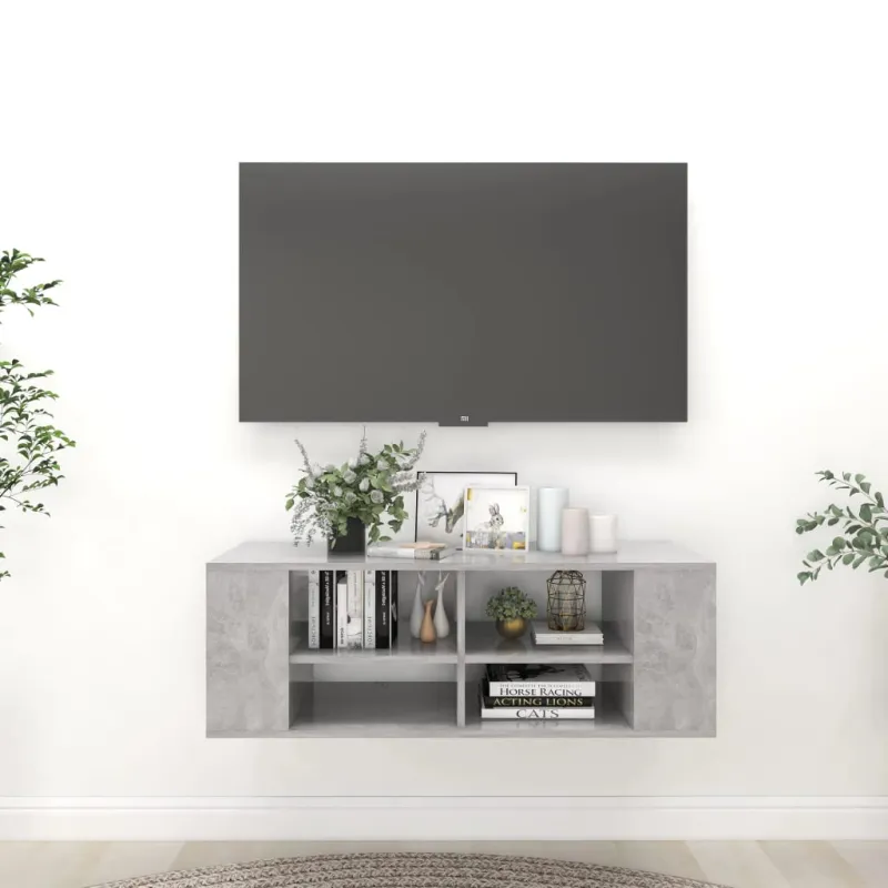 Sieninė TV spintelė, pilka, 102x35x35cm, apdirbta mediena