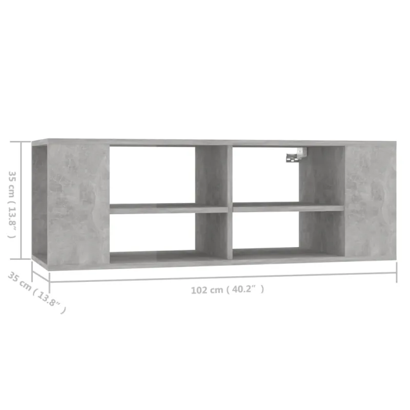 Sieninė TV spintelė, pilka, 102x35x35cm, apdirbta mediena