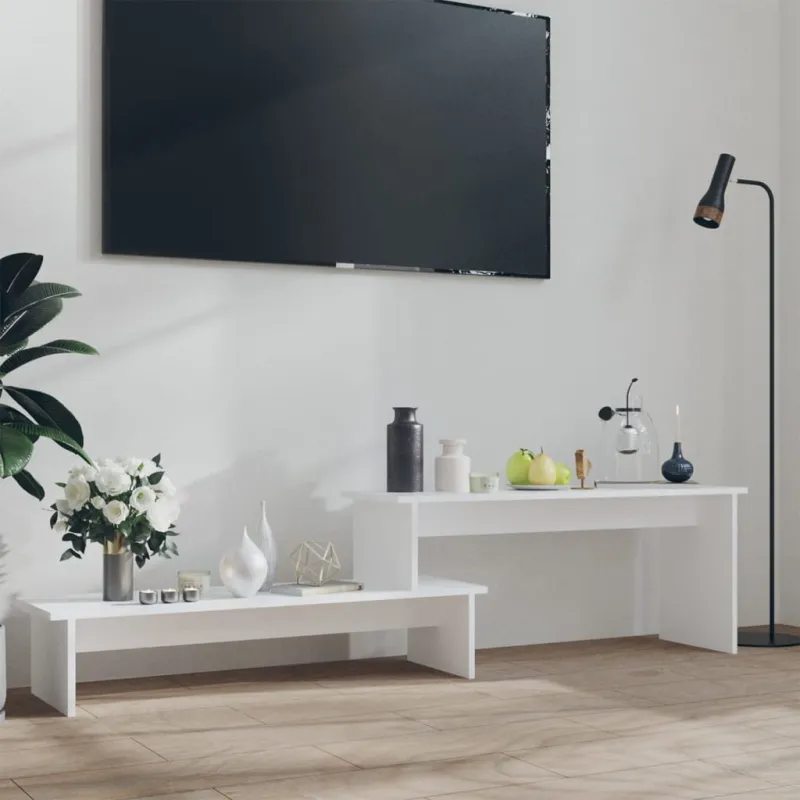 Televizoriaus spintelė, balta, 180x30x43cm, apdirbta mediena