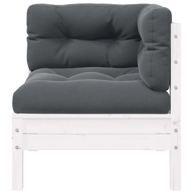 Dvivietė sodo sofa su pagalvėlėmis, balta, pušies masyvas