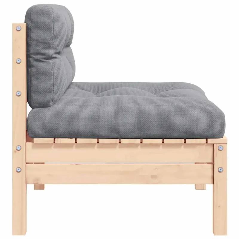 Dvivietė sodo sofa su pilkomis pagalvėlėmis, pušies masyvas