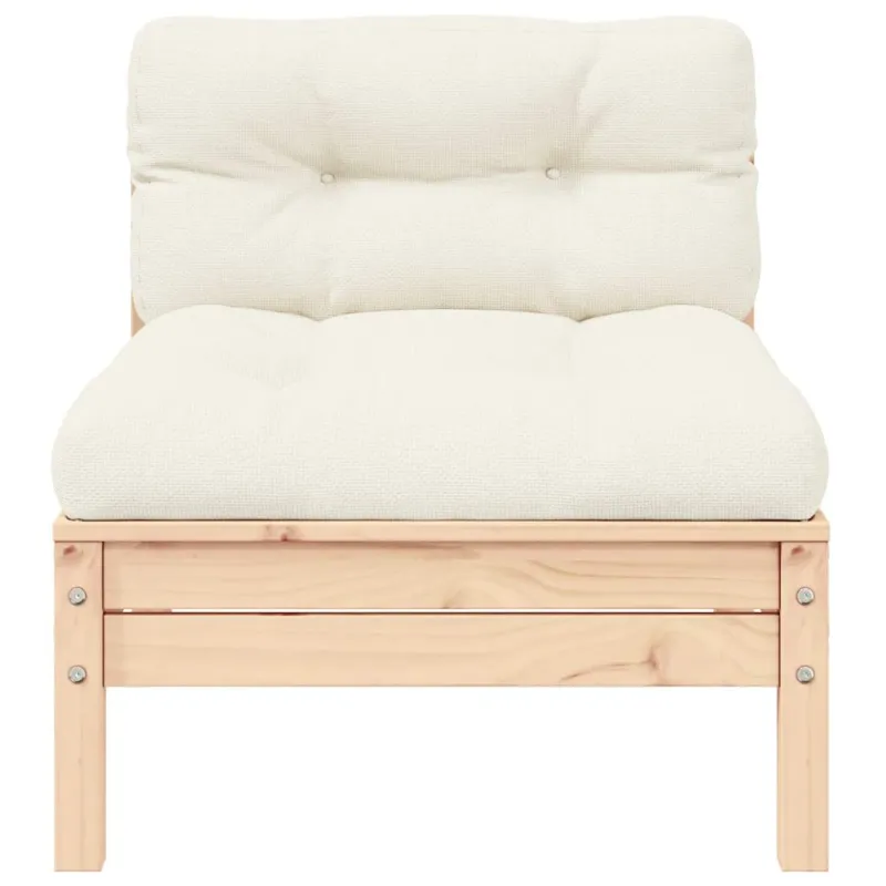 Dvivietė sodo sofa su kreminėmis pagalvėlėmis, pušies masyvas