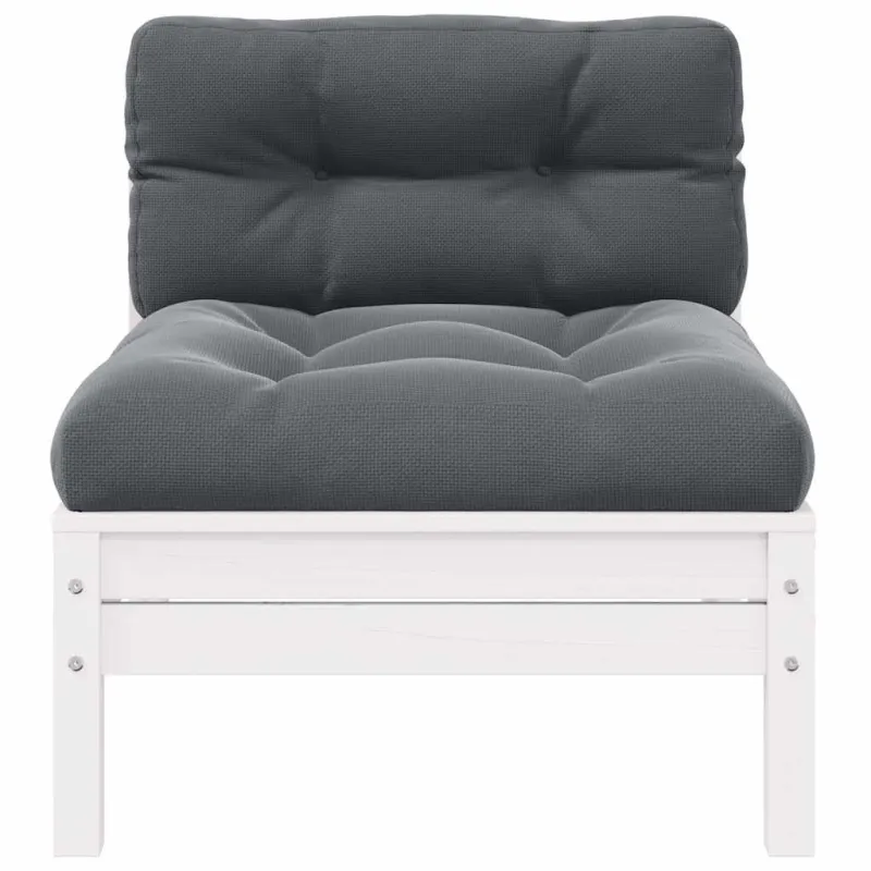 Dvivietė sodo sofa su pagalvėlėmis, balta, pušies masyvas