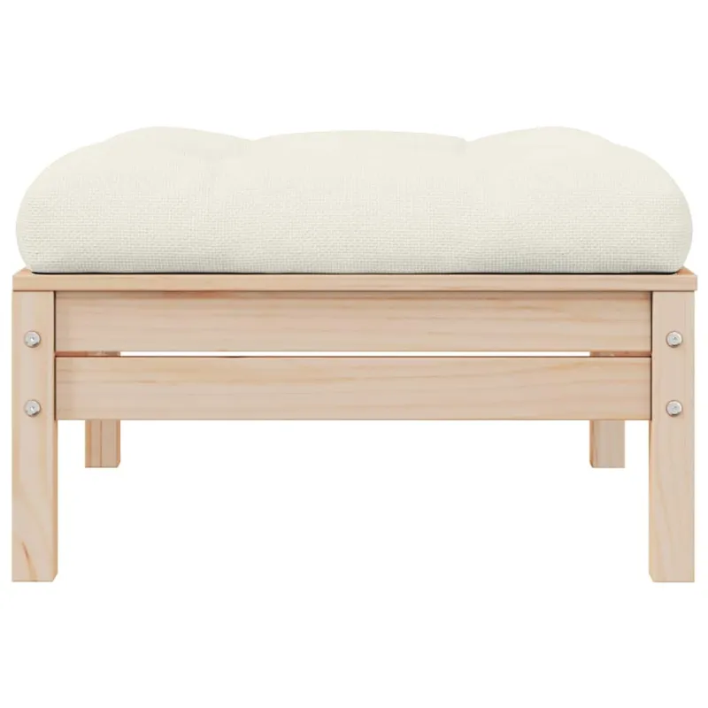 Dvivietė sodo sofa su kreminėmis pagalvėlėmis, pušies masyvas