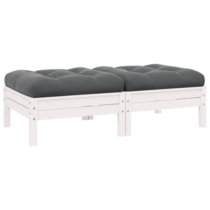 Dvivietė sodo sofa su pagalvėlėmis, balta, pušies masyvas