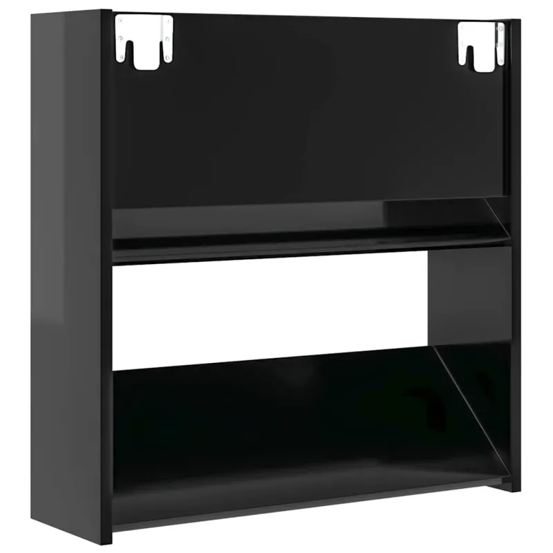 Sieninės spintelės batams, 4vnt., juodos, 60x18x60cm, mediena
