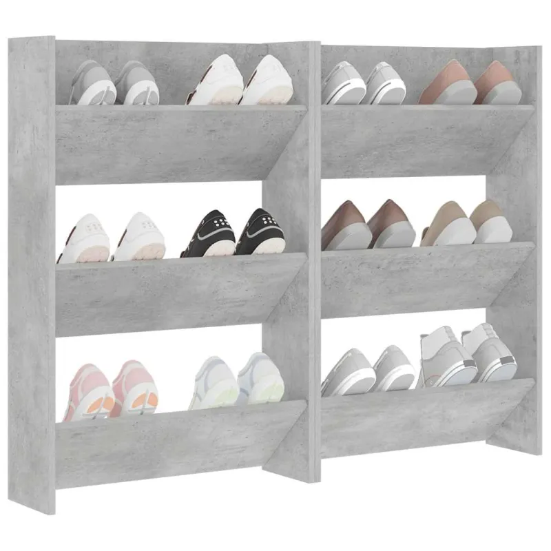 Sieninės spintelės batams, 2vnt., pilkos, 60x18x90cm, MDP