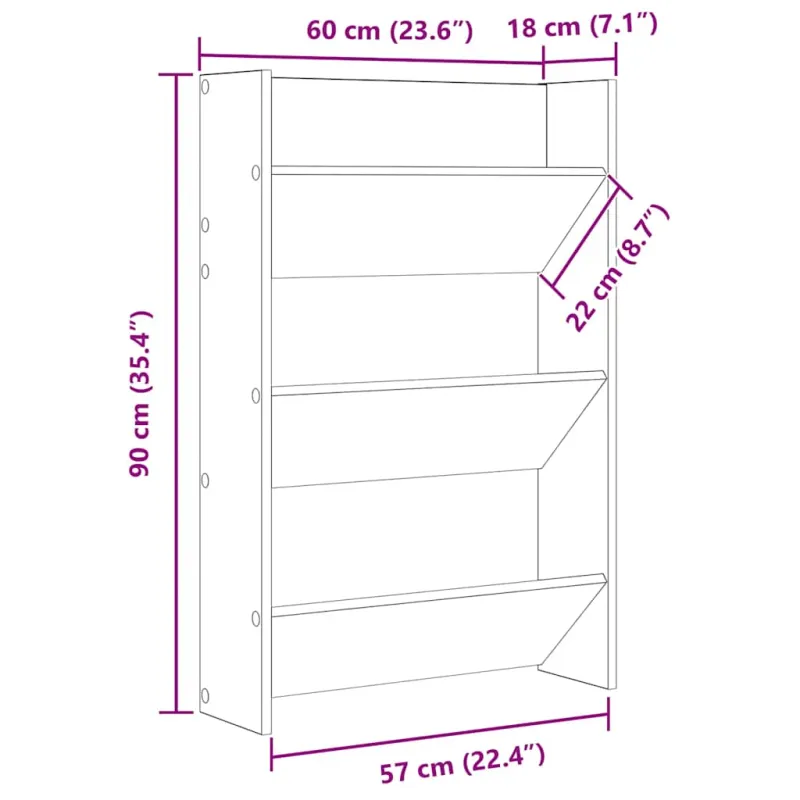 Sieninės spintelės batams, 2vnt., pilkos, 60x18x90cm, MDP