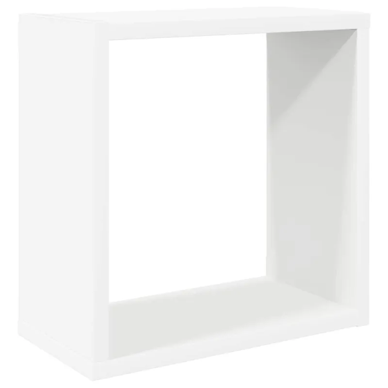 Sieninės lentynos, 2vnt., baltos, 30x15x30cm, kubo formos