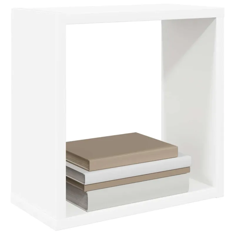 Sieninės lentynos, 6vnt., baltos, 30x15x30cm, kubo formos