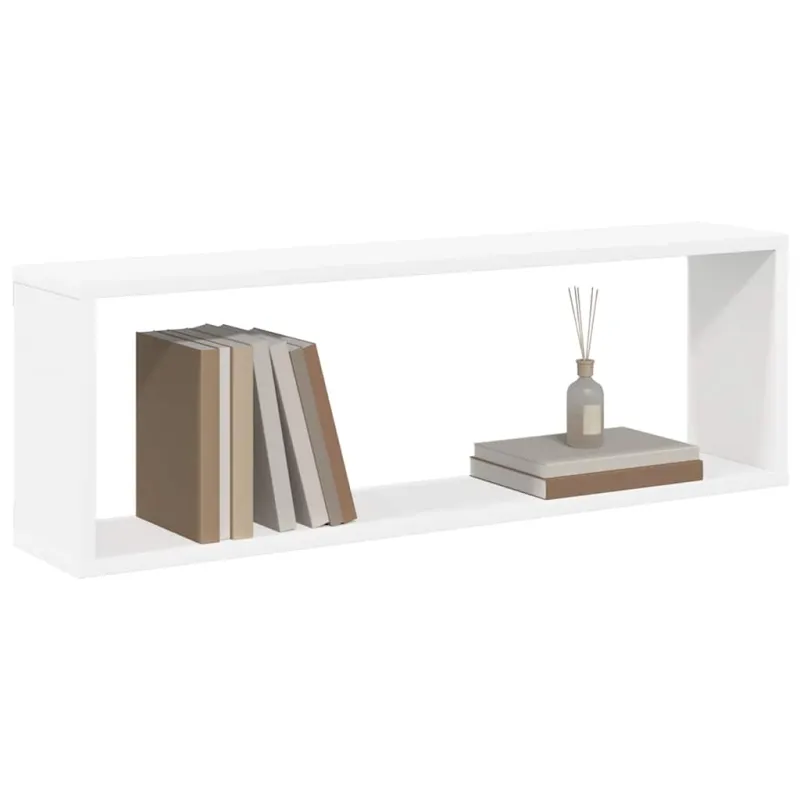 Sieninės lentynos, 2vnt., baltos, 80x15x26,5cm apdirbta mediena
