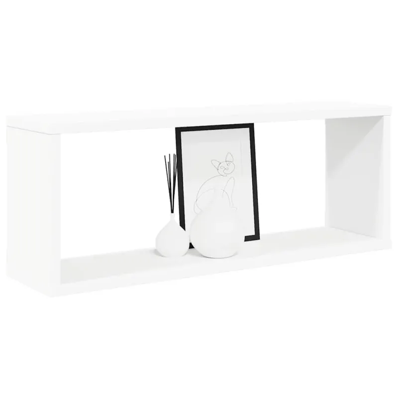 Sieninės lentynos, 2vnt., baltos, 60x15x23cm, apdirbta mediena
