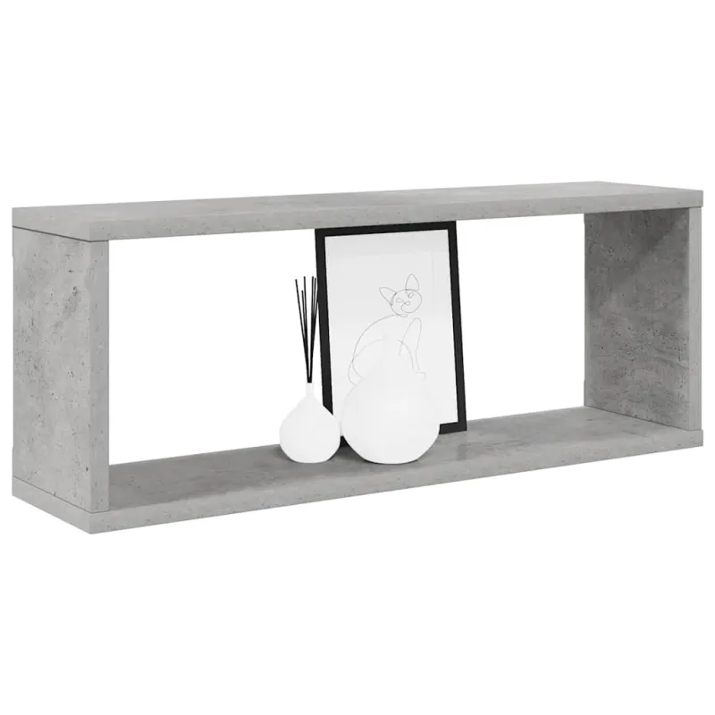Sieninės lentynos, 2vnt., betono, 60x15x23cm, apdirbta mediena