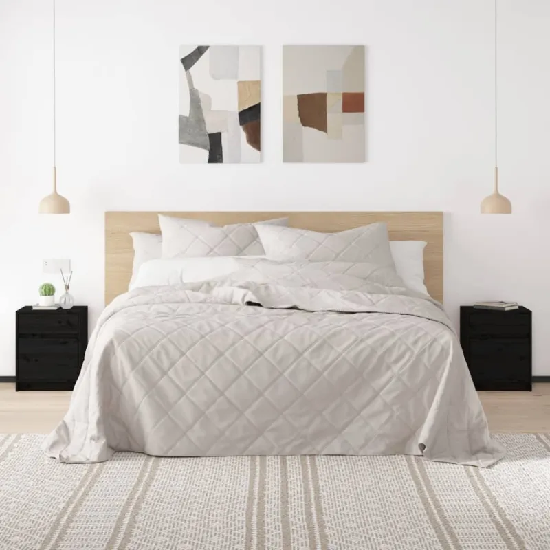 Naktinės spintelės, 2vnt., juodos, 40x31x50cm, pušies masyvas