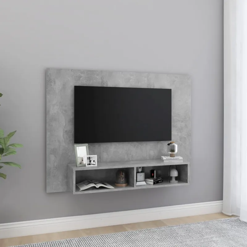 Sieninė TV spintelė, betono pilka, 120x23,5x90cm, mediena