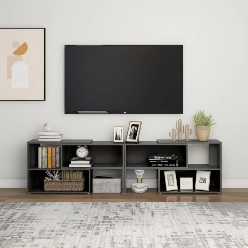 Televizoriaus spintelė, pilka, 149x30x52cm, apdirbta mediena