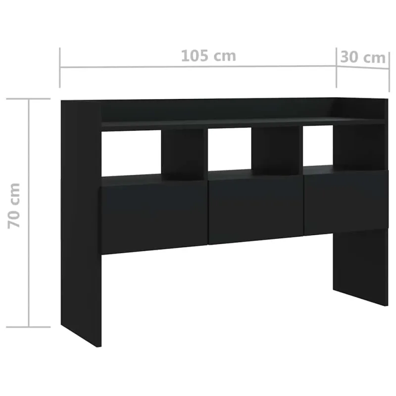 Šoninė spintelė, juodos spalvos, 105x30x70cm, apdirbta mediena