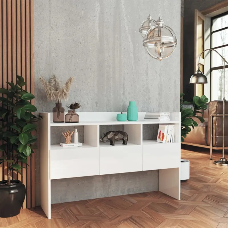 Šoninė spintelė, balta, 105x30x70cm, apdirbta mediena, blizgi