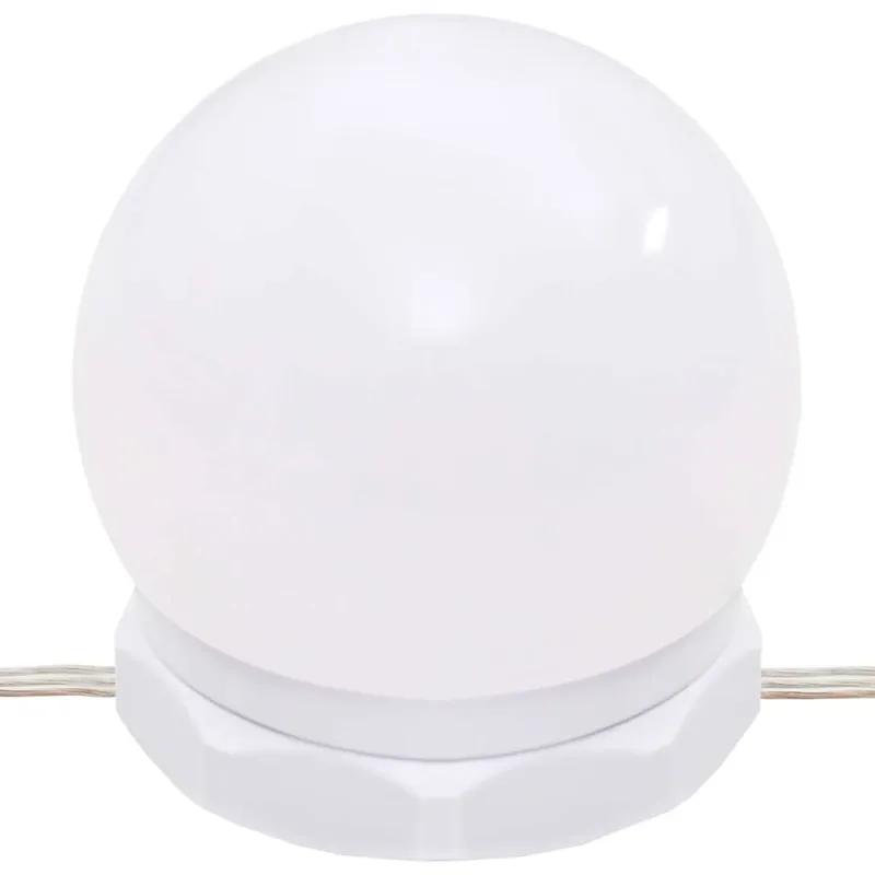 Kosmetinis staliukas su LED, baltas, 74,5x40x141cm, blizgus
