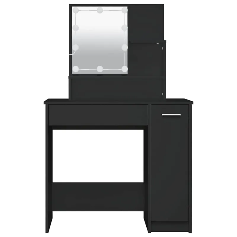 Kosmetinis staliukas su LED, juodas, 86,5x35x136cm