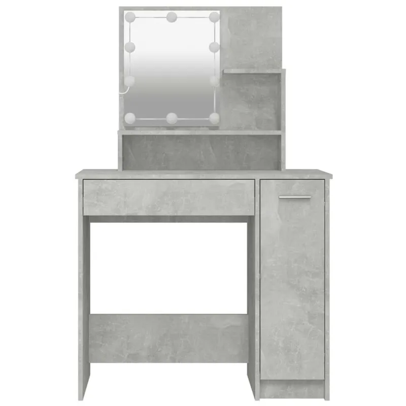 Kosmetinis staliukas su LED apšvietimu, pilkas, 86,5x35x136cm