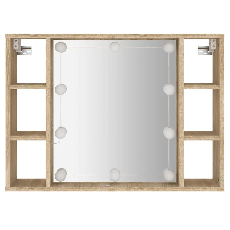 Veidrodinė spintelė su LED apšvietimu, ąžuolo, 76x15x55cm