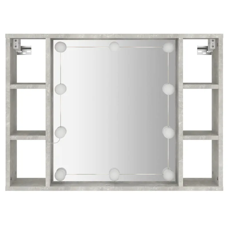 Veidrodinė spintelė su LED, betono pilka, 76x15x55cm