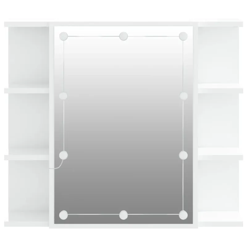 Veidrodinė spintelė su LED, balta, 70x16,5x60cm, blizgi