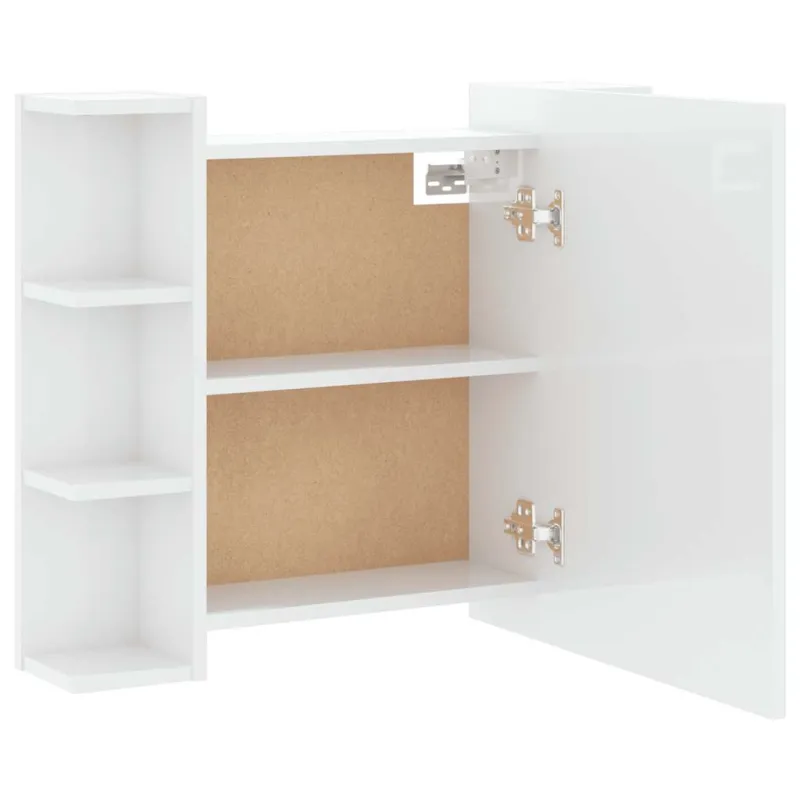 Veidrodinė spintelė su LED, balta, 70x16,5x60cm, blizgi