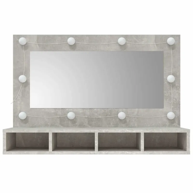 Veidrodinė spintelė su LED apšvietimu, pilka, 90x31,5x62cm