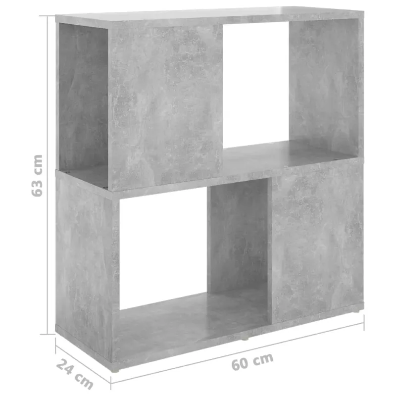 Spintelė knygoms, betono pilkos spalvos, 60x24x63cm, MDP