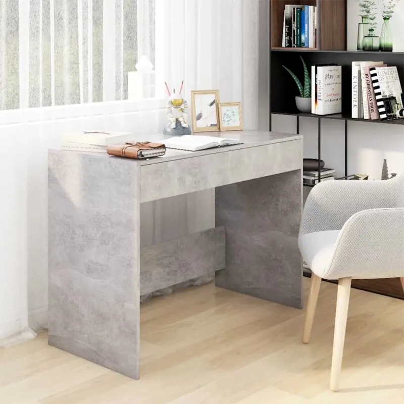 Rašomasis stalas, betono, 101x50x76,5cm, apdirbta mediena